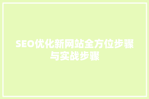 SEO优化新网站全方位步骤与实战步骤 GoogleSEO