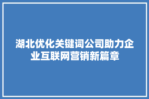湖北优化关键词公司助力企业互联网营销新篇章 必应SEO