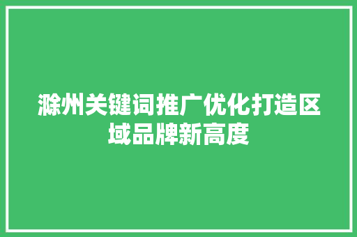 滁州关键词推广优化打造区域品牌新高度 百度SEO