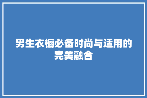 男生衣橱必备时尚与适用的完美融合 神马SEO