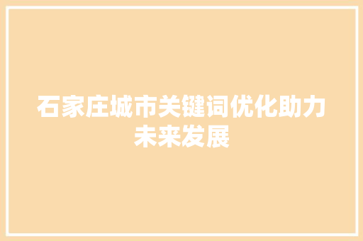 石家庄城市关键词优化助力未来发展 必应SEO