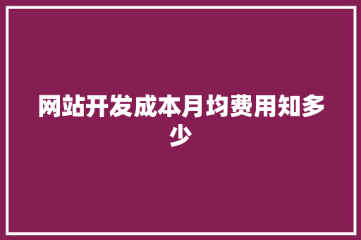 网站开发成本月均费用知多少