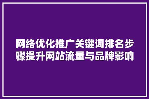 网络优化推广关键词排名步骤提升网站流量与品牌影响力 GoogleSEO