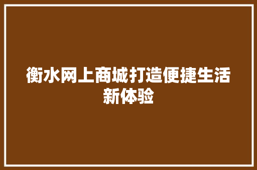 衡水网上商城打造便捷生活新体验 必应SEO