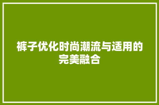 裤子优化时尚潮流与适用的完美融合 必应SEO