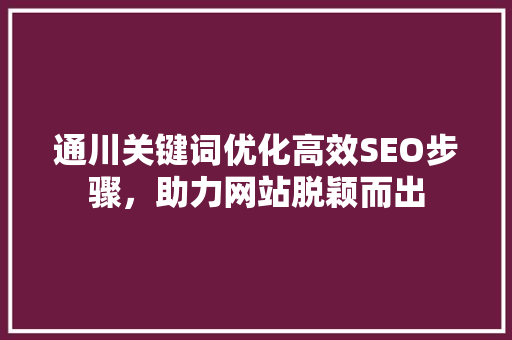 通川关键词优化高效SEO步骤，助力网站脱颖而出 必应SEO