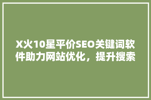 X火10星平价SEO关键词软件助力网站优化，提升搜索引擎排名