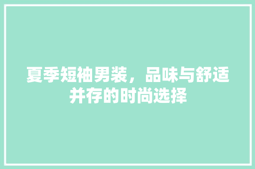 夏季短袖男装，品味与舒适并存的时尚选择 GoogleSEO