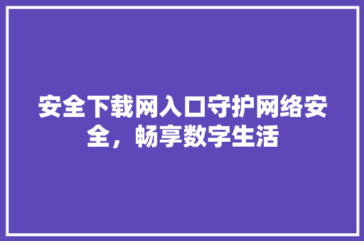 安全下载网入口守护网络安全，畅享数字生活