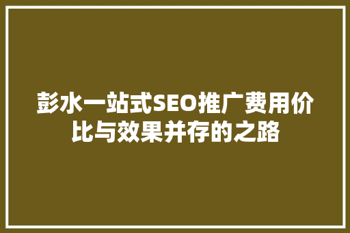 彭水一站式SEO推广费用价比与效果并存的之路