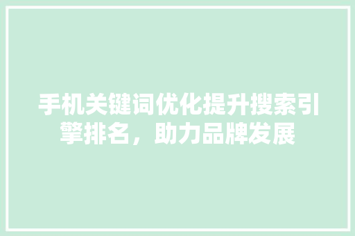 手机关键词优化提升搜索引擎排名，助力品牌发展 神马SEO