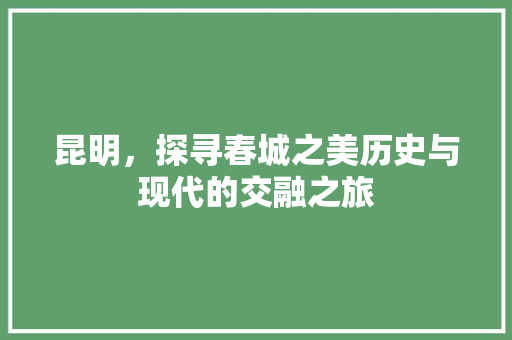 昆明，探寻春城之美历史与现代的交融之旅 必应SEO