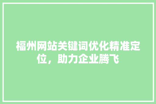 福州网站关键词优化精准定位，助力企业腾飞 百度SEO