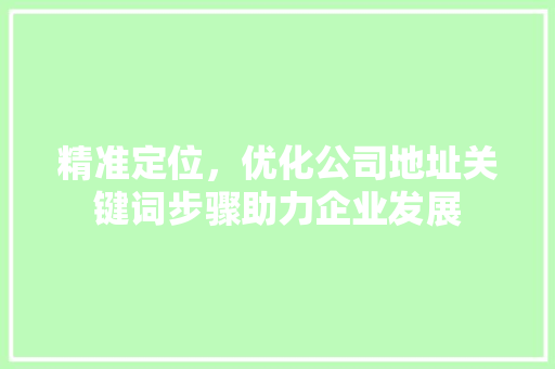 精准定位，优化公司地址关键词步骤助力企业发展 百度SEO