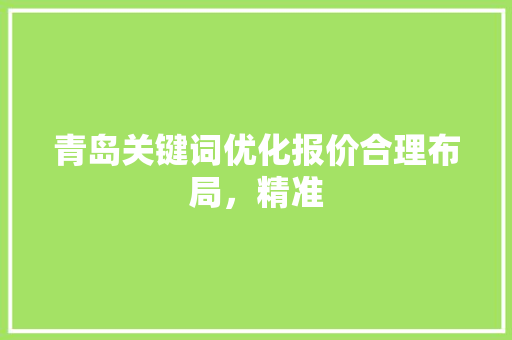 青岛关键词优化报价合理布局，精准 神马SEO