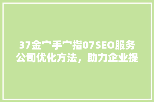 37金宀手宀指07SEO服务公司优化方法，助力企业提升在线竞争力 百度SEO