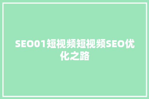 SEO01短视频短视频SEO优化之路