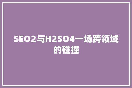 SEO2与H2SO4一场跨领域的碰撞 必应SEO