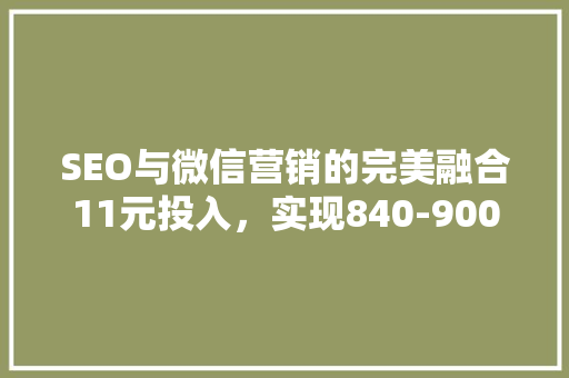 SEO与微信营销的完美融合11元投入，实现840-900%的惊人回报 百度SEO