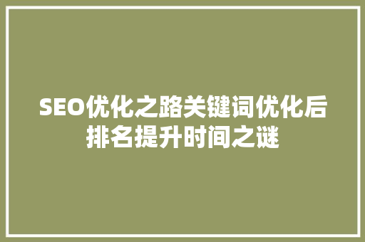 SEO优化之路关键词优化后排名提升时间之谜