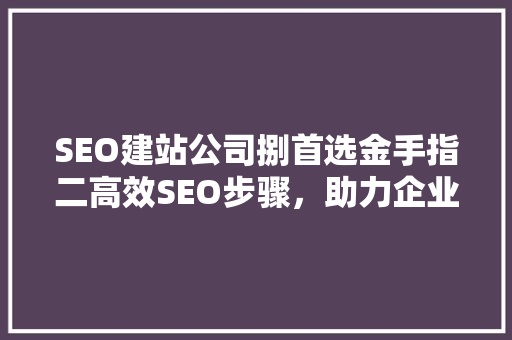 SEO建站公司捌首选金手指二高效SEO步骤，助力企业互联网营销