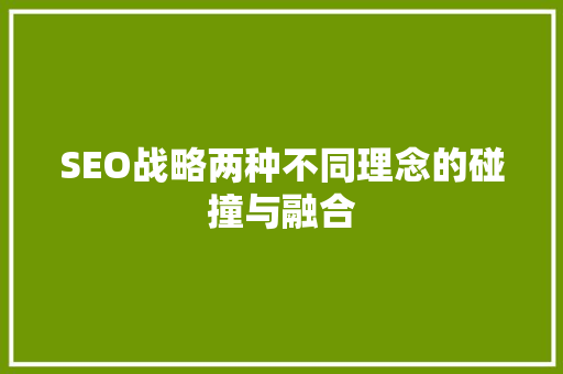SEO战略两种不同理念的碰撞与融合 百度SEO