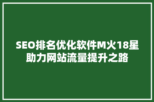 SEO排名优化软件M火18星助力网站流量提升之路