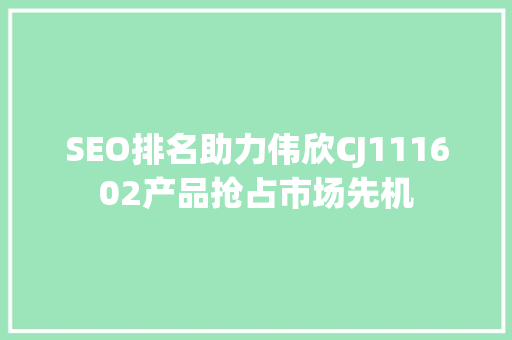 SEO排名助力伟欣CJ111602产品抢占市场先机 百度SEO