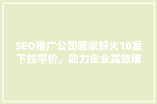 SEO推广公司哪家好火10星下拉平价，助力企业高效增长 搜狗SEO