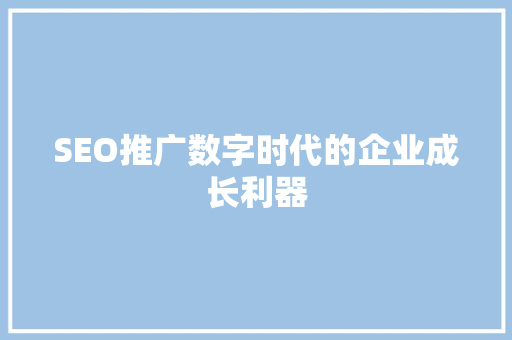 SEO推广数字时代的企业成长利器