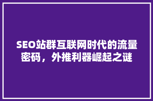 SEO站群互联网时代的流量密码，外推利器崛起之谜 搜狗SEO