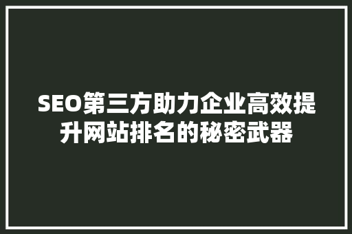 SEO第三方助力企业高效提升网站排名的秘密武器 必应SEO