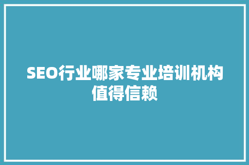 SEO行业哪家专业培训机构值得信赖 神马SEO