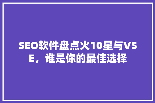 SEO软件盘点火10星与VSE，谁是你的最佳选择 神马SEO