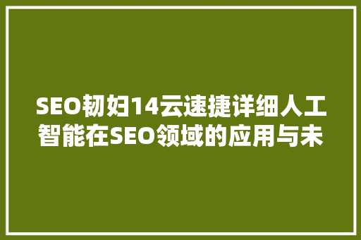 SEO韧妇14云速捷详细人工智能在SEO领域的应用与未来趋势 必应SEO