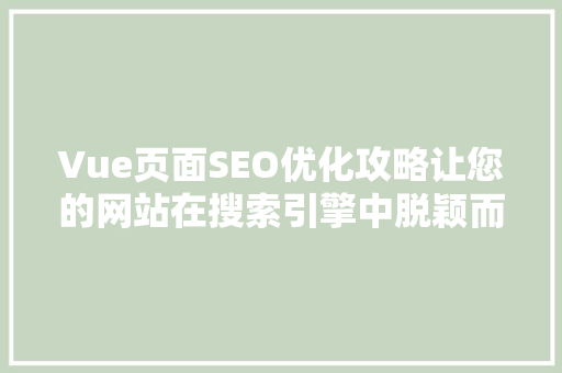Vue页面SEO优化攻略让您的网站在搜索引擎中脱颖而出 百度SEO