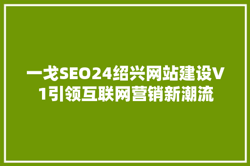 一戈SEO24绍兴网站建设V1引领互联网营销新潮流 百度SEO