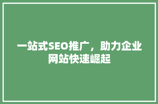 一站式SEO推广，助力企业网站快速崛起 GoogleSEO