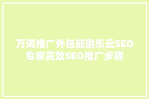 万词推广外包茄尉乐云SEO专家高效SEO推广步骤