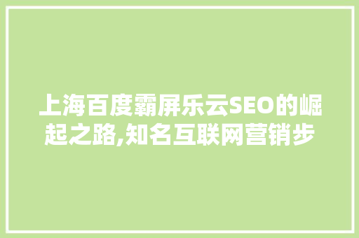 上海百度霸屏乐云SEO的崛起之路,知名互联网营销步骤 百度SEO