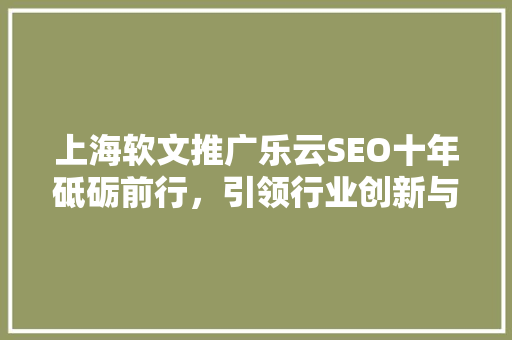 上海软文推广乐云SEO十年砥砺前行，引领行业创新与发展