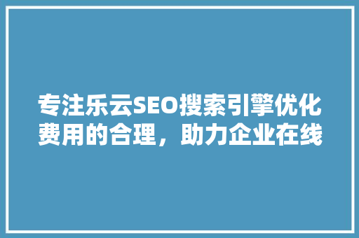 专注乐云SEO搜索引擎优化费用的合理，助力企业在线崛起 百度SEO