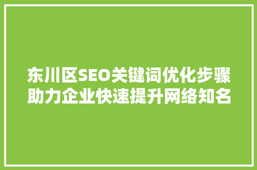东川区SEO关键词优化步骤助力企业快速提升网络知名度 神马SEO