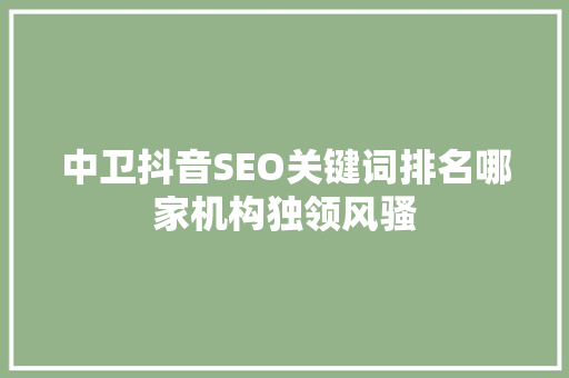 中卫抖音SEO关键词排名哪家机构独领风骚 搜狗SEO