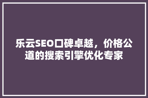 乐云SEO口碑卓越，价格公道的搜索引擎优化专家 GoogleSEO