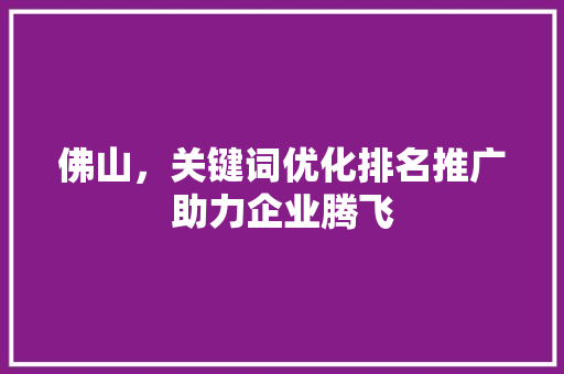 佛山，关键词优化排名推广助力企业腾飞 GoogleSEO