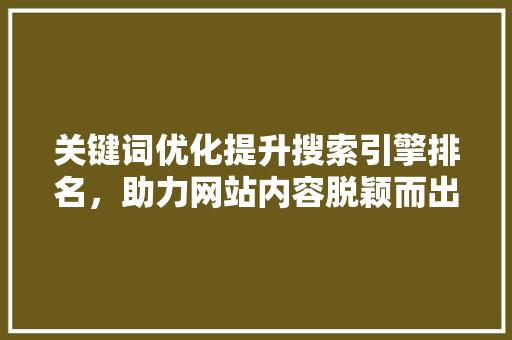 关键词优化提升搜索引擎排名，助力网站内容脱颖而出 百度SEO
