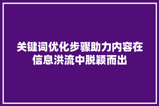 关键词优化步骤助力内容在信息洪流中脱颖而出 GoogleSEO