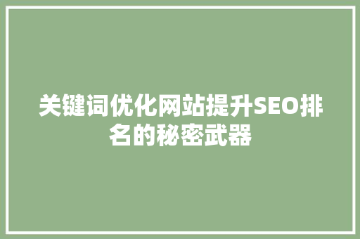 关键词优化网站提升SEO排名的秘密武器 搜狗SEO