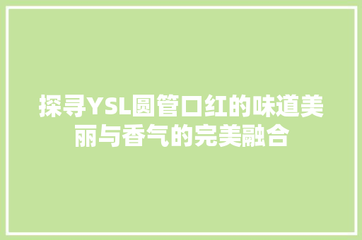 探寻YSL圆管口红的味道美丽与香气的完美融合 GoogleSEO
